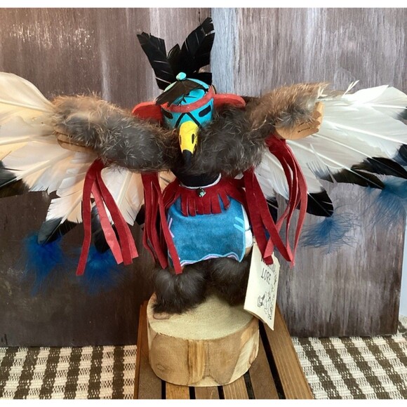 Kachina Doll EAGLE DANCER Signed /Number Fyazzie Eagle 11" T x 14"W Rain Weather - Picture 1 of 16